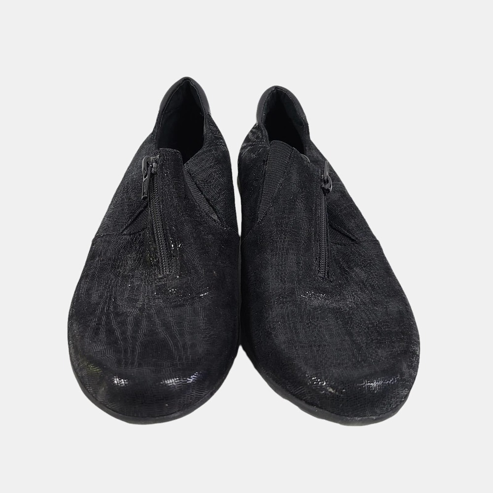 Vaneli Sport Front Zip Sneaker Nubuck Reptile Leather Comfort Shoes Black 9 - Picture 3 of 9